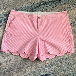 Lilly Pulitzer NWT Buttercup shorts Pink Cosmo Yarn Dyed Stripe Seersucker 16